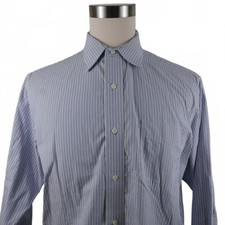 Lauren Ralph Lauren Mens Non Iron Classic Fit LS Button Up Blue Striped Shirt 17