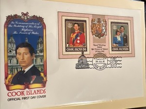 Cook Islands 1981 Royal Wedding FDC First Day Cover Miniature Sheet Diana