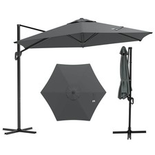 9 FT Patio Cantilever Umbrella w/ Sun-Protective Canopy, Top Air Vent Cross Base