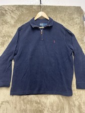 Polo Ralph Lauren Pullover Mens XL Navy Blue Quarter Zip Sweater Red Pony Preppy