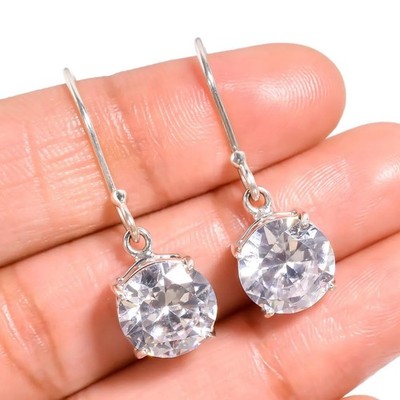 white Topaz gemstone 925 sterling silver earrings jewelry Gift her f44