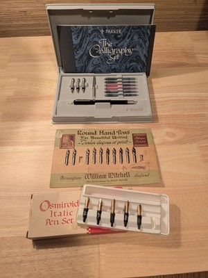 Vintage/Antique Calligraphy LOT, PARKER, Osmiroid,William Mitchell Fountain Pen