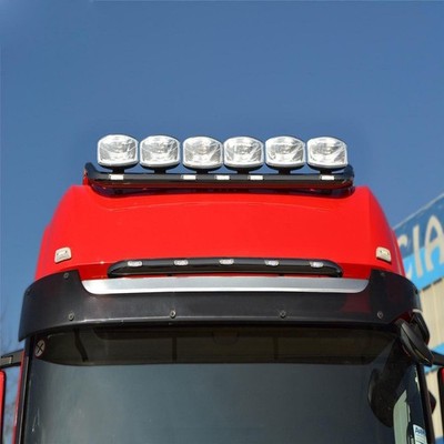 Schwarz Dach Sonnenblende Lampe Stange + Oval Flecken+Weiß LED Für Iveco