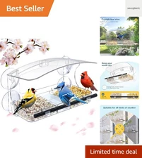 Weatherproof Window Bird Feeder with Adjustable Perch - Multi-Species Delight