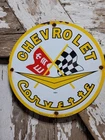 VINTAGE CHEVROLET PORCELAIN SIGN 1961 OLD CORVETTE SPORT CAR CHEVY DEALER GARAGE