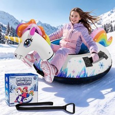Verdenu 48" Unicorn Snow Tube Canvas Cover Handles Pull Rope Kids Adults NEW