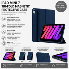 Tri-fold Flip Case iPad mini 7 Soft Protective Cover with Auto Sleep/Wake