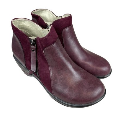 JBU By Jambu Pilot Zip Bootie Womens 9.5 M Burgundy Memory Foam Comfort Shoes