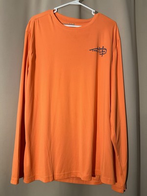 Reel Life Men s Sun Defender Long Sleeve UV Orange Performance Shirt - Size 2XL