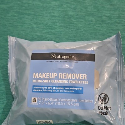 Neutrogena Makeup Remover Wipes Plant-Based Compostable, Alcohol-Free 25 Ct
