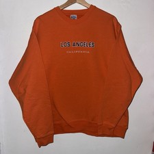 Mens Orange Crewneck Pullover Size XL Vintage 90s Made In USA