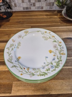 Noritake Ivory China Reverie 7191 4 Salad Plates Floral Butterfly