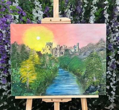 Original Landschaftsgemälde Arundel Castle West Sussex Leinwand signiert