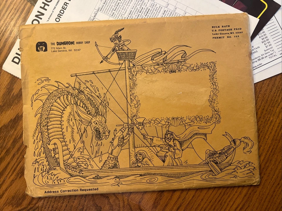 The Dungeon Hobby Shop 1982 TSR Catálogo Dungeons & Dragons con SOBRE ARTE RARO Foto 3 de 4