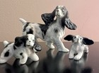Vintage Mini Black & White Painted Porcelain English Toy Springer Spaniel Family — photo 1