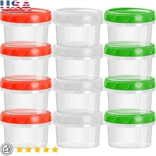 Reusable 2oz Mini Plastic Containers Airtight Leakproof Bowls Sauces Snacks New
