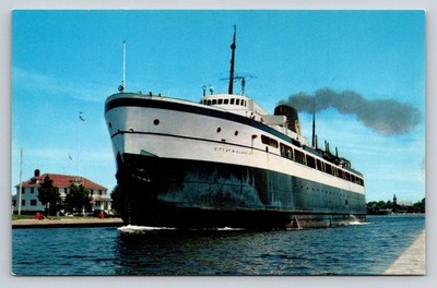 C&O Train Ferry CITY OF MIDLAND Great Lakes Ship Postcard 1954 L. L. Cook