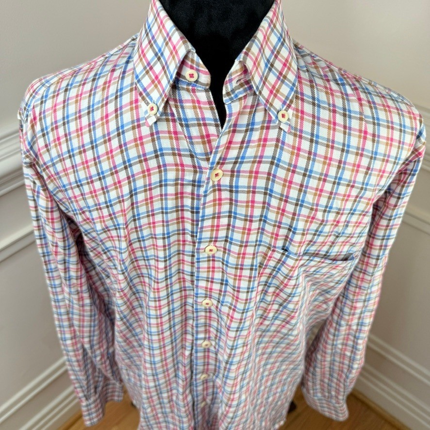 Peter Millar multicolor checkered plaid button do… - image 2