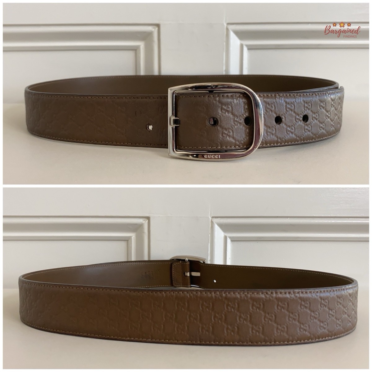 Authentic Gucci Brown Micro-Guccissima Leather Silver Buckle 