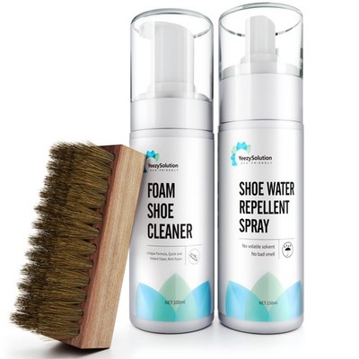 EZSolution Shoe Cleaner Kit, 2-in-1 Sneaker Foam Cleaning 3 Piece Set, White 