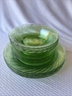 12 Vintage Pyrex Festiva Spring Green Glass Dinner and Salad Plates w/ Bowls