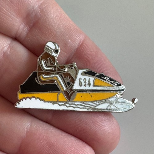 Rare Racers Pins Vintage Snowmobile Racer 634 Enamel Lapel Pin Yellow Black Snow Mobile ...