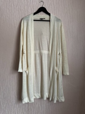 Jaeger Damen 100% Leinen Midi Strickjacke Gr. M