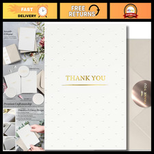 Elegant Thank You Cards with Envelopes  Gold Foil Stickers - 100 Bulk Notes for