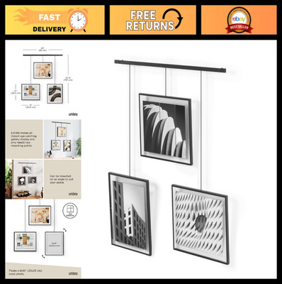 Adjustable Wall Collage Picture Frame Set for 8''x10'' Photos - 3 Black Frames