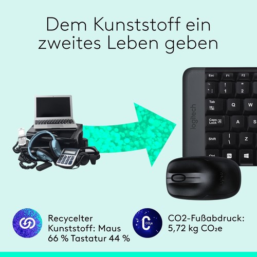 Logitech MK220 Kompaktes, Kabelloses Set mit Tastatur und Maus für Windows, US Q - Photo 2/10