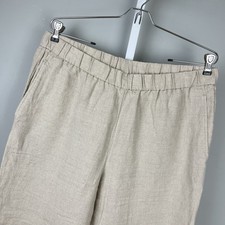 Eileen Fisher Linen Pants Womens L Pull On Oatmeal Beige Coastal Lagenlook
