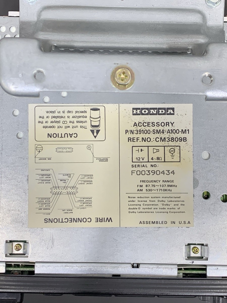 1992 Honda Accord OEM Radio Cassette Tape 39100-sm4-a100-m1 Cb7