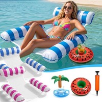Luftmatratze Wasser 2 StüCk Mit Luftpumpe 4-In-1 WasserhäNgematte Pool ZubehöR