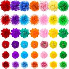 42 Pcs Dog Collar Flowers Pet Bows Floral Charms Tie Multi-Color Cute Dog Collar