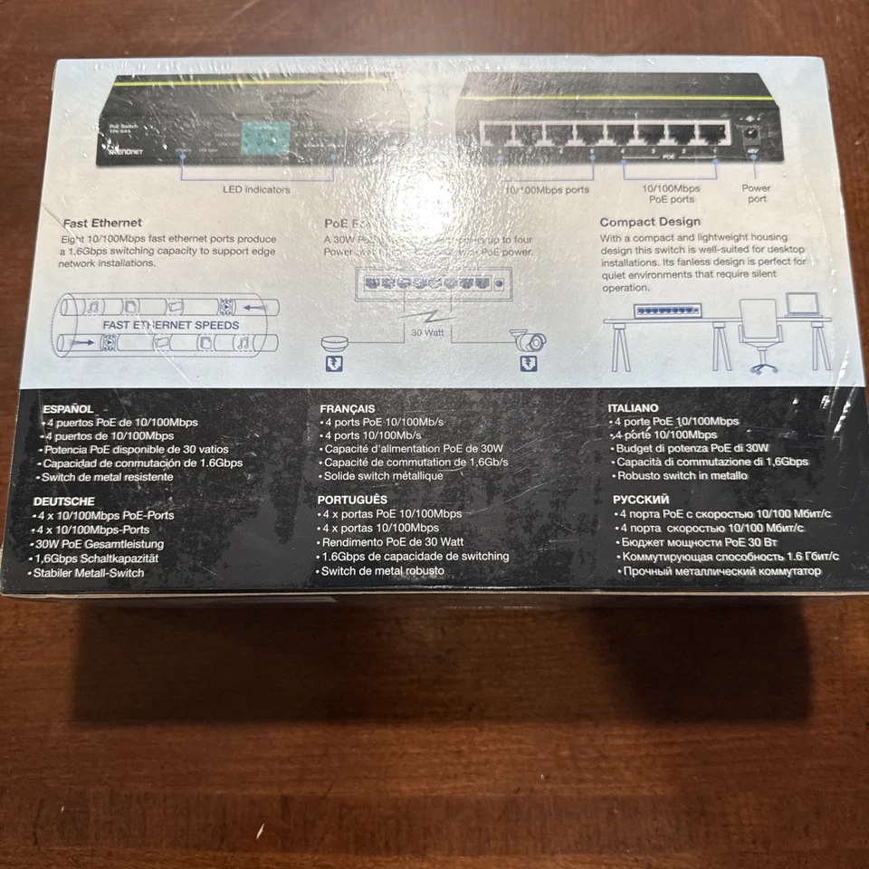 TRENDnet TPE-S44 8-Port 10/100Mbps 4-Port PoE Ethernet Switch w/ AC Adapter - Image 2 of 2