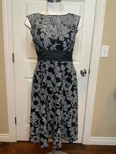 ett:twa Sommar Black & White Gingham Plaid Floral Embroidered Dress, Size 4