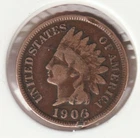 US Rare Old West 1906 Indian Head Penny Coin American Collection Shield Cent USA