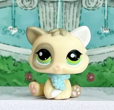 Mini Pet Shop LPS Kitten Cat 1074 Green Eye Yellow Body Cute Gift Kid Like Rare