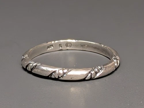 Vintage Schube 925 Sterling Silver Rope Band Ring Stackable Size 11