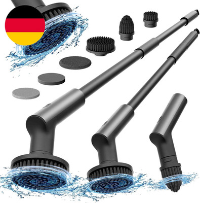 HOTO Elektrische Reinigungsbürste Mit Verlängerungsstiel & 6 Wechselbürstenköpfe
