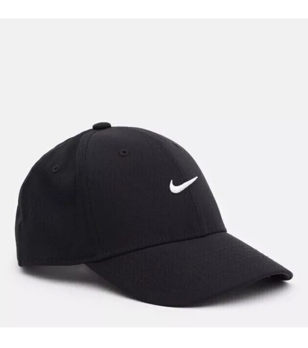 Nike Dri Fit Club Cap Structured Swoosh Hat Black White SZ L