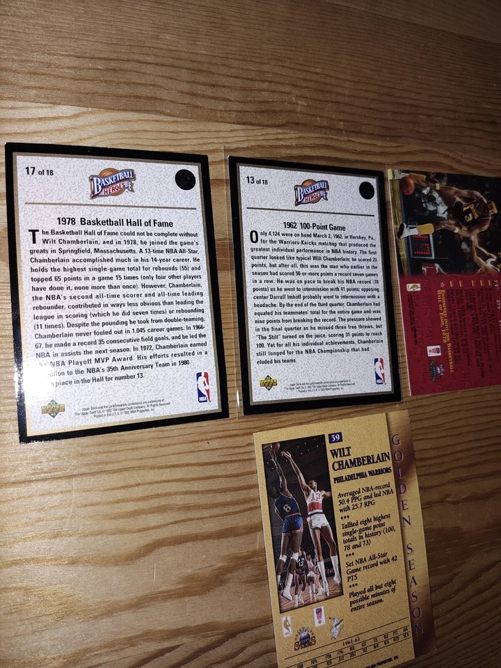 WILT " the stilt " CHAMBERLAIN 4 CARD DEALGET THE CARDS SHOWNALL