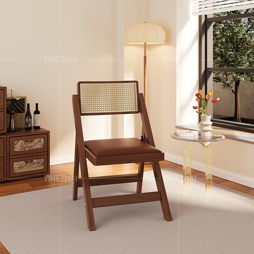 Rattan chair wabi wind backrest chair living room portable folding chair stool - Picture 26 of 26