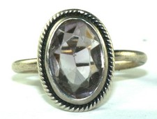 EDWARDIAN ANTIQUE STERLING SILVER AMETHYST RING SIZE 4.5