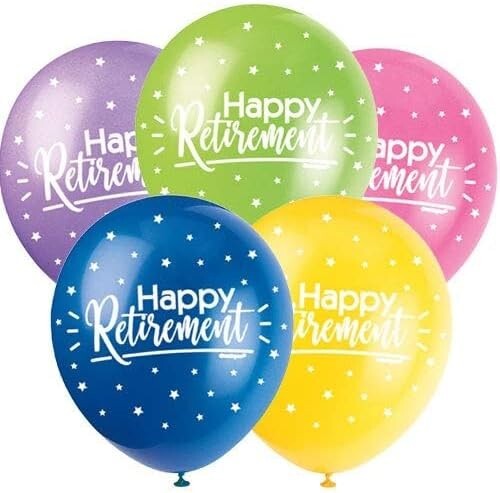 Happy Retirement Retired Office Party Latex Balloon Celebration Decoration x 5 - Picture 1 of 3