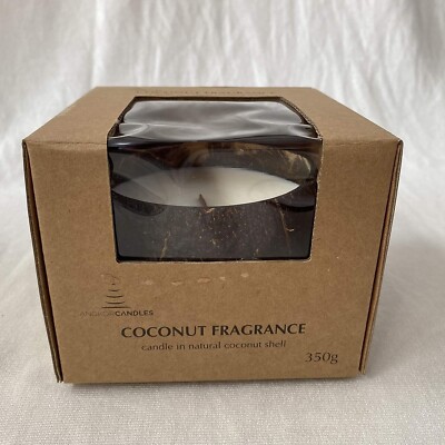 Genuine Coconut Shell Candle Hand Poured Vanilla Scent, Wooden Wick 35-40 Hours