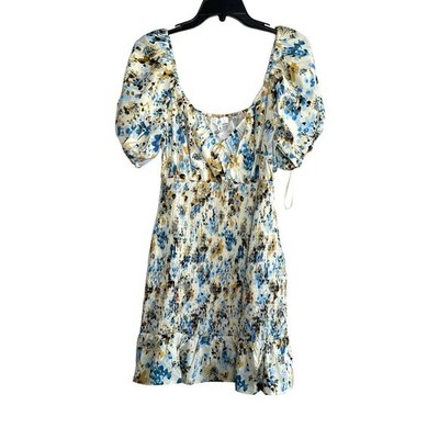knee length dresses for ladies Tied Smocked Printed Short Sleeve Dress – Charming Charlie