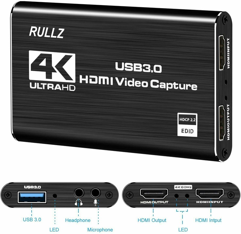 4K 60hz USB 3.0 Video Capture Card HD Game Live Streaming PC 1080p Recording Box