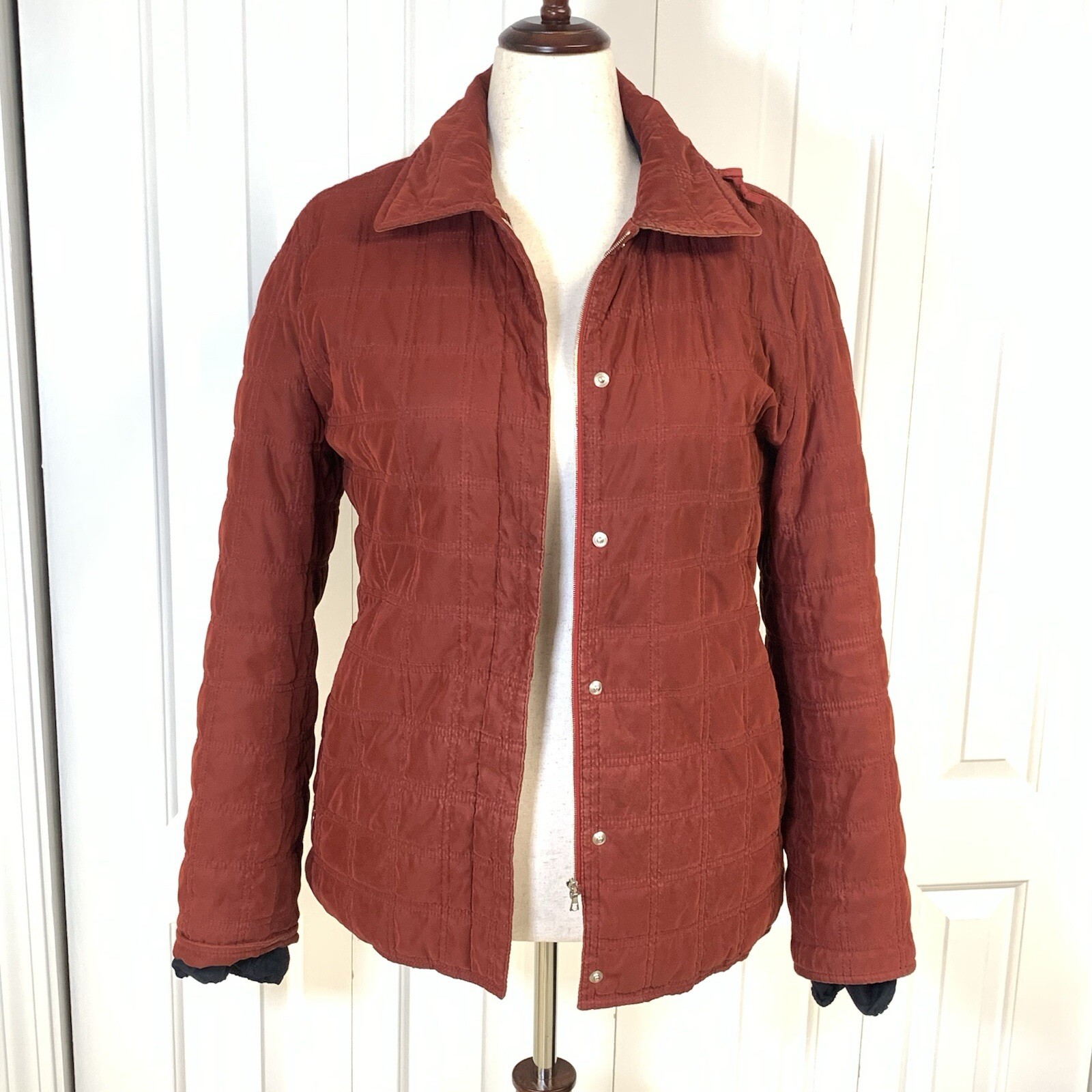 Vintage Faconnable Women's Burgundy Maroon Quilted Jacket W