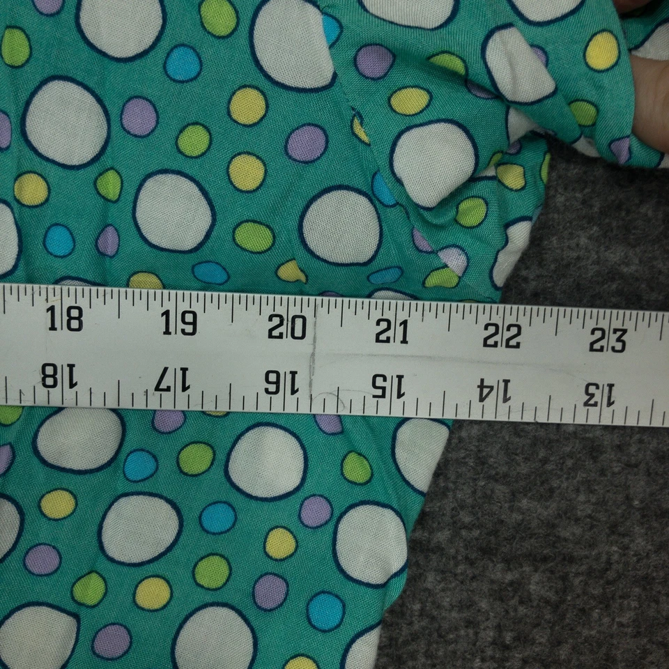 Blusa vintage hecha a mano con botones para mujer talla XL verde azulado lunares mangas cortas Foto 4 de 4